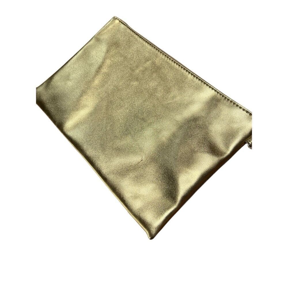 YSL YVES SAINT LAURENT BEAUTE FLAT POUCH GOLD MAKE UP COSMETICS BAG CLUTCH PURSE - Picture 7 of 9